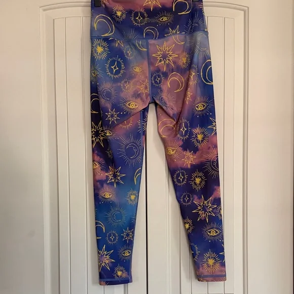 Mystical Blue and Pink Celestial Print Leggings - Picture 4 of 4